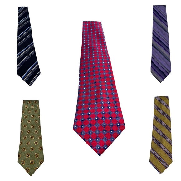 Sarar Men's Calvin Klein Jos A Bank Neckties Navy Red Gold Purple Green 100% Sil - Picture 1 of 16